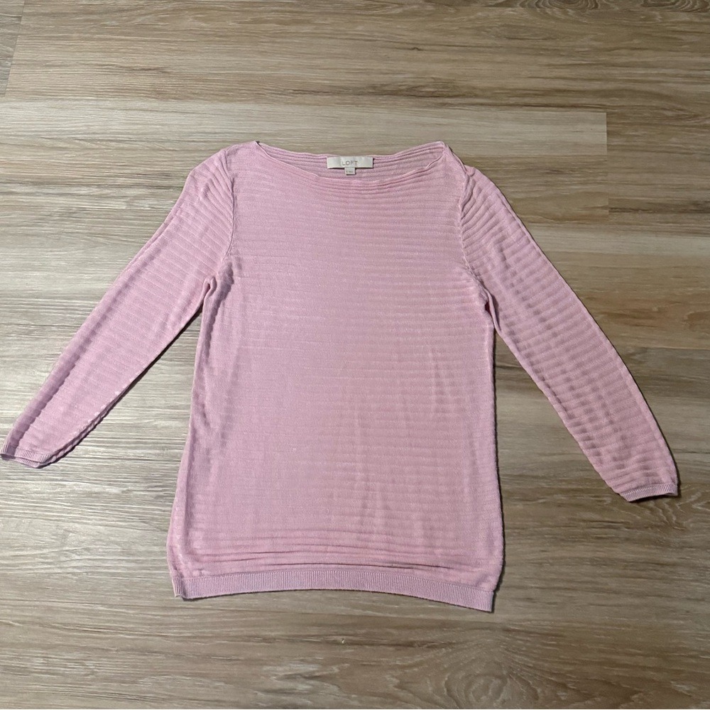 Loft | Soft Pink Rayon Blend Semi-Shear Sweater